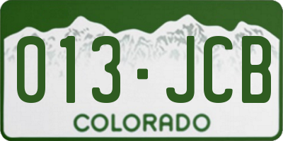 CO license plate 013JCB