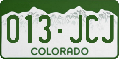 CO license plate 013JCJ