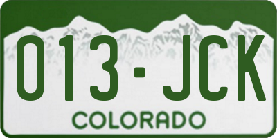 CO license plate 013JCK