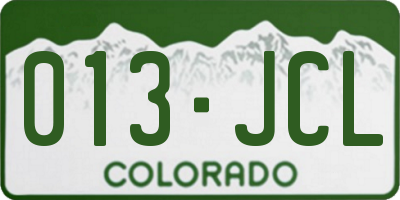 CO license plate 013JCL
