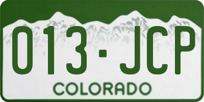 CO license plate 013JCP