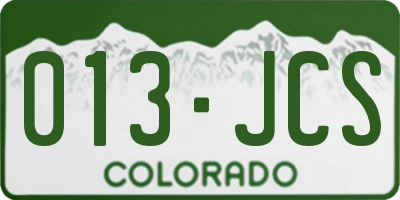 CO license plate 013JCS