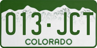 CO license plate 013JCT