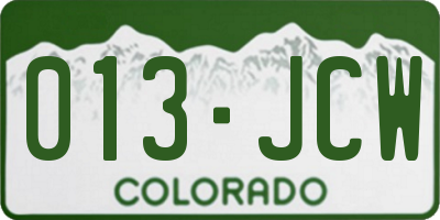 CO license plate 013JCW