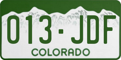 CO license plate 013JDF