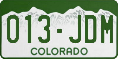 CO license plate 013JDM