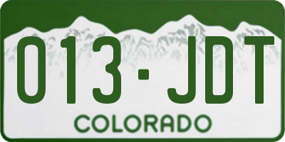 CO license plate 013JDT