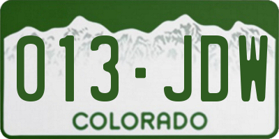 CO license plate 013JDW