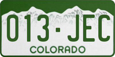 CO license plate 013JEC