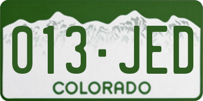 CO license plate 013JED