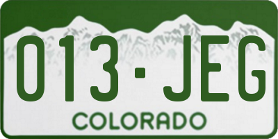 CO license plate 013JEG