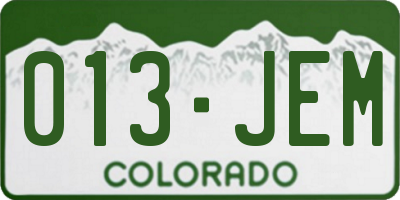 CO license plate 013JEM