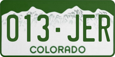 CO license plate 013JER