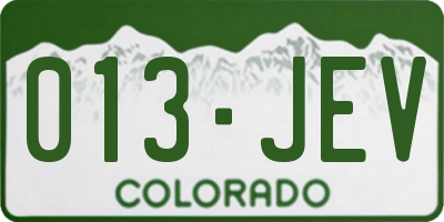 CO license plate 013JEV