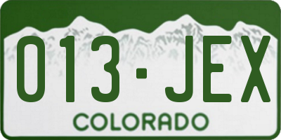 CO license plate 013JEX