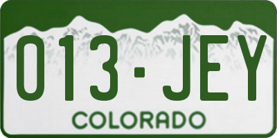 CO license plate 013JEY