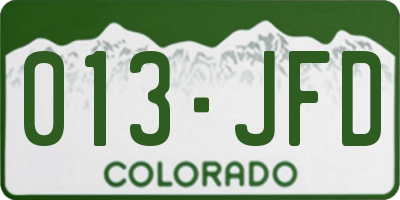 CO license plate 013JFD