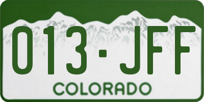 CO license plate 013JFF