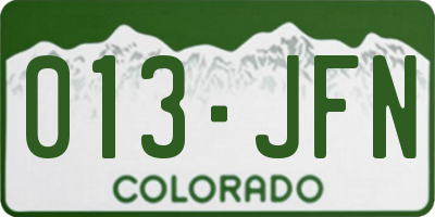 CO license plate 013JFN