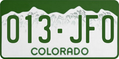 CO license plate 013JFO