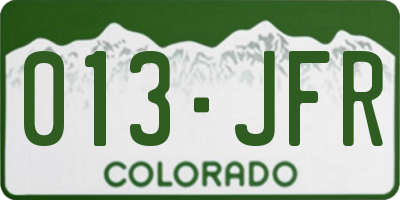 CO license plate 013JFR