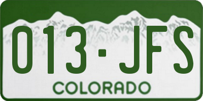 CO license plate 013JFS