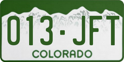 CO license plate 013JFT