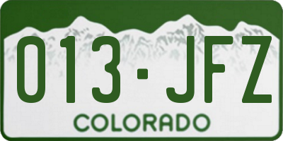 CO license plate 013JFZ