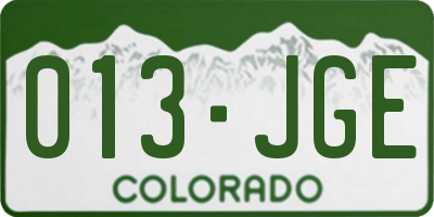 CO license plate 013JGE