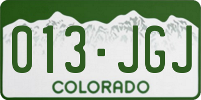 CO license plate 013JGJ