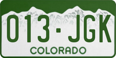 CO license plate 013JGK