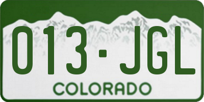 CO license plate 013JGL