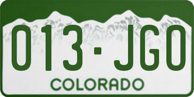 CO license plate 013JGO