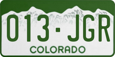 CO license plate 013JGR