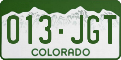 CO license plate 013JGT