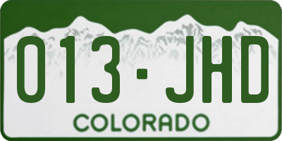 CO license plate 013JHD