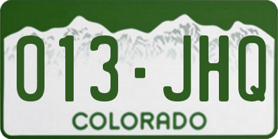 CO license plate 013JHQ