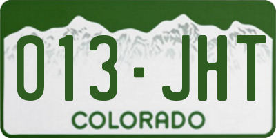 CO license plate 013JHT