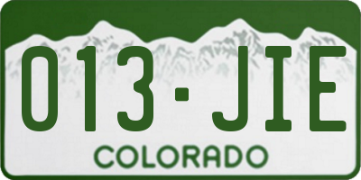 CO license plate 013JIE