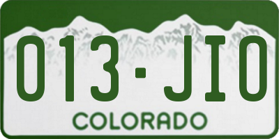 CO license plate 013JIO
