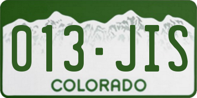 CO license plate 013JIS
