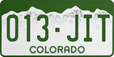 CO license plate 013JIT