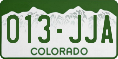 CO license plate 013JJA