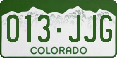 CO license plate 013JJG