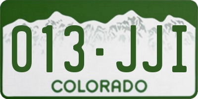 CO license plate 013JJI