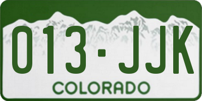 CO license plate 013JJK