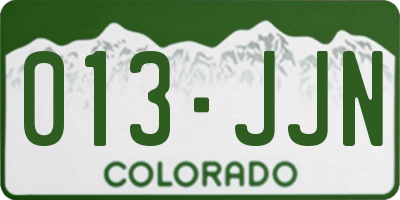 CO license plate 013JJN