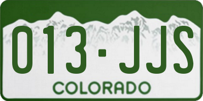 CO license plate 013JJS