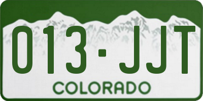 CO license plate 013JJT