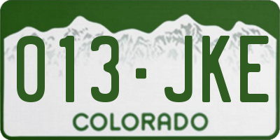 CO license plate 013JKE